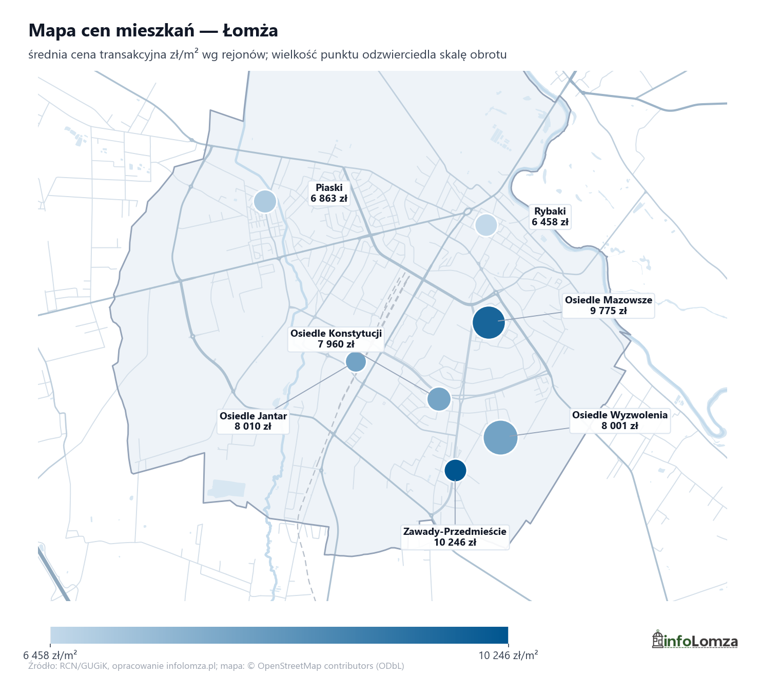 Mapa cen mieszkań - Łomża