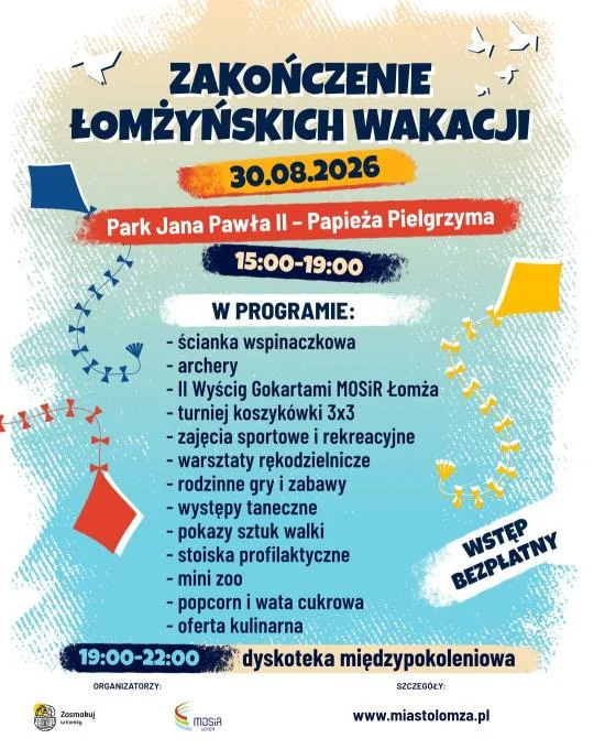 Grafika promocyjna wydarzenia Finał Łomżyńskich Wakacji 2026