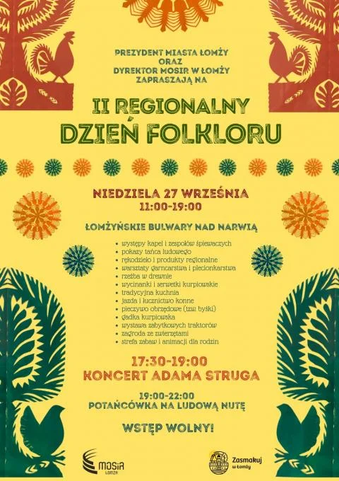 Grafika promocyjna wydarzenia II Regionalny Dzień Folkloru nad Narwią w Łomży