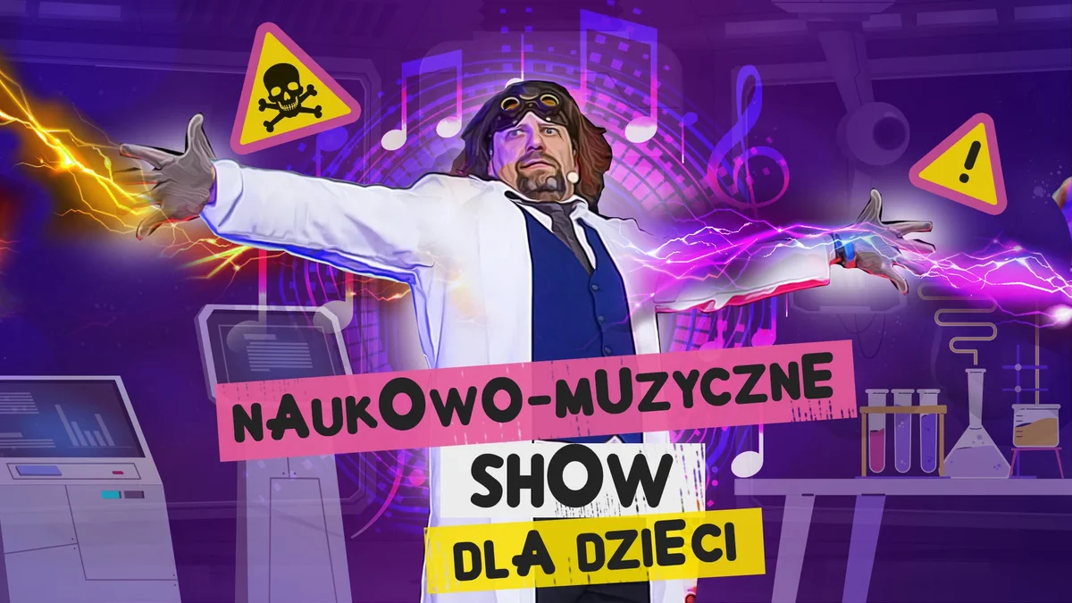 Grafika promocyjna wydarzenia Szaleni Naukowcy – naukowe show dla dzieci