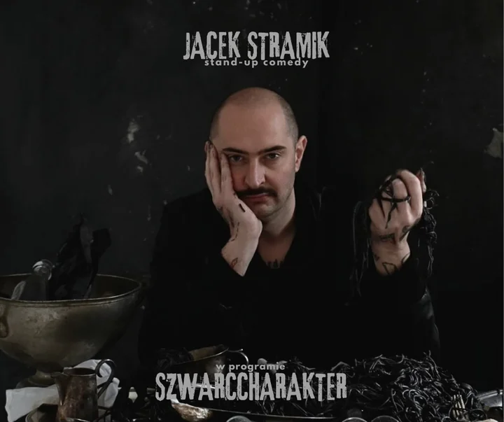 Grafika promocyjna wydarzenia Jacek Stramik — „Szwarccharakter” (stand-up) w Łomży, 21 grudnia