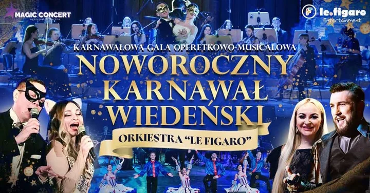 Grafika promocyjna wydarzenia Noworoczny Karnawał Wiedeński — Karnawałowa Gala Operetkowo-Musicalowa w Łomzy
