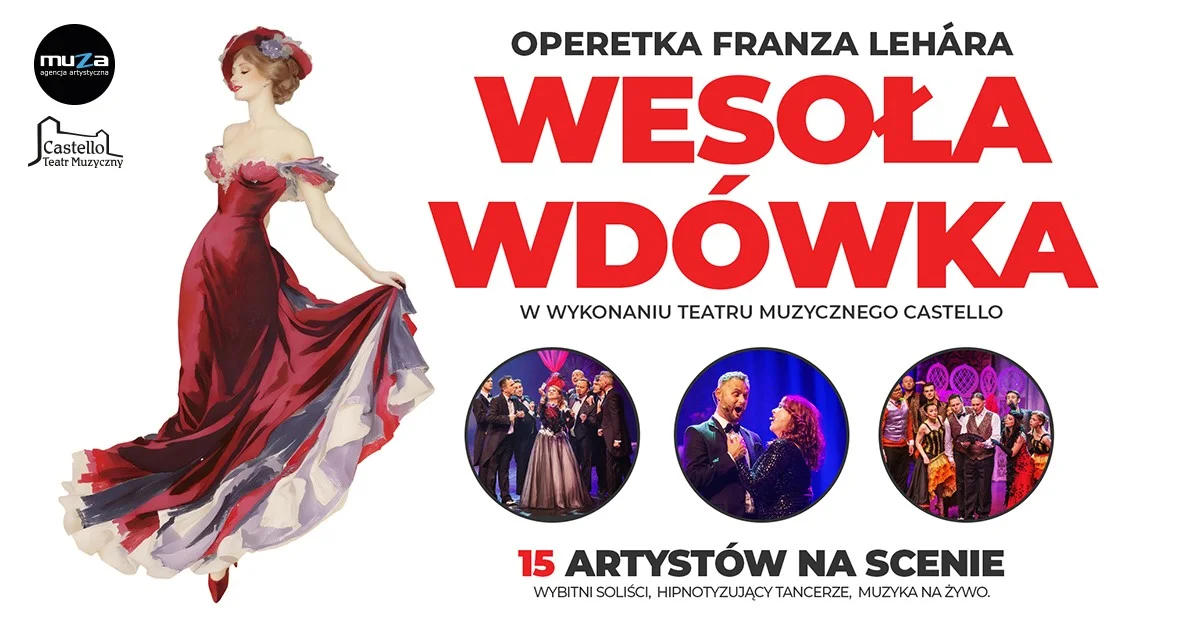 Grafika promocyjna wydarzenia Wesoła Wdówka w Łomży