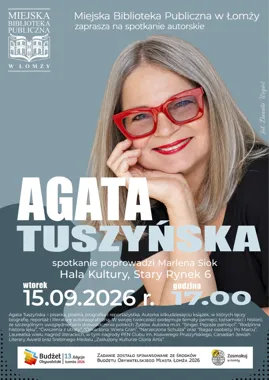 Grafika promocyjna wydarzenia Agata Tuszyńska – spotkanie autorskie