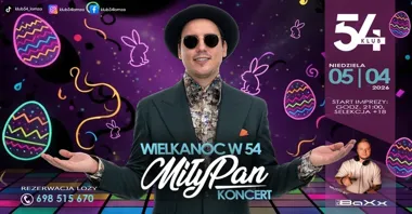 Grafika promocyjna wydarzenia Miły Pan na Wielkanoc w Klubie 54 w Łomży