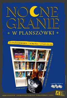 Grafika promocyjna wydarzenia Nocne Granie w Planszówki
