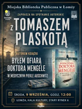 Grafika promocyjna wydarzenia Spotkanie autorskie z Tomaszem Plaskotą