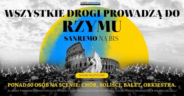 Obrazek przedstawia grafikę promocyjną wydarzenia Koncert włoskich przebojów w Łomży
