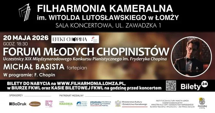 Michał Basista zagra w Łomży. Chopinowski wieczór w filharmonii