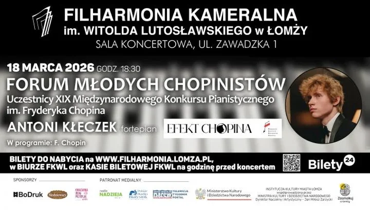 Antoni Kłeczek wystąpi w Filharmonii Kameralnej – młody pianista po Konkursie Chopinowskim
