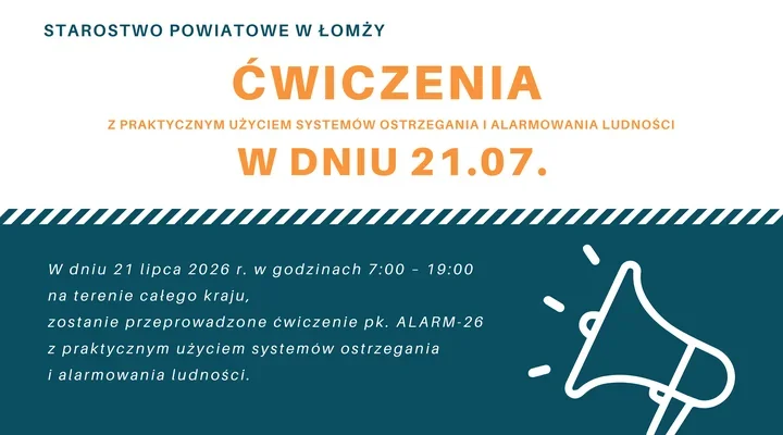 Syreny mogą zabrzmieć w Łomży. Ćwiczenie sprawdzi system alarmowy